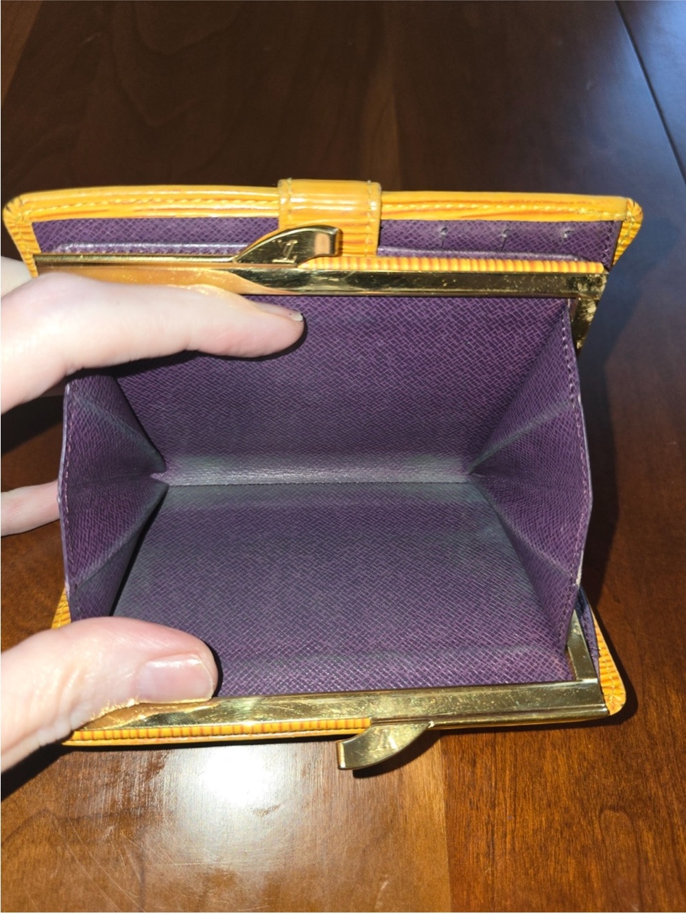 Authentic Louis Vuitton Epi Leather Mustard Yellow Kisslock Wallet - Picture 11 of 14